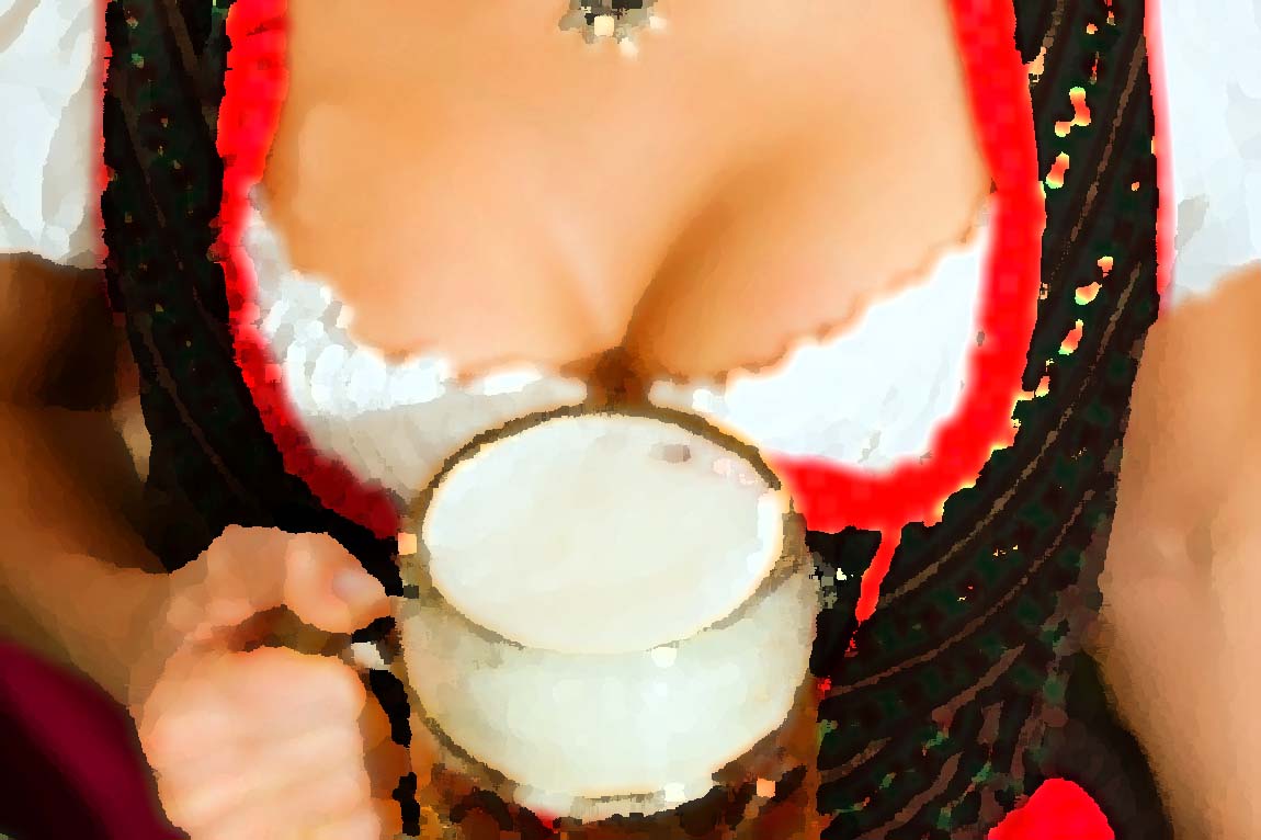 Girl holding glass of beer