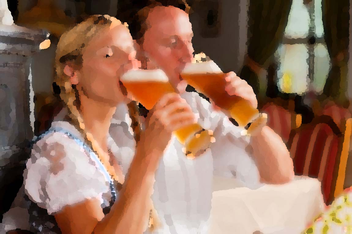 A couple drinking beer