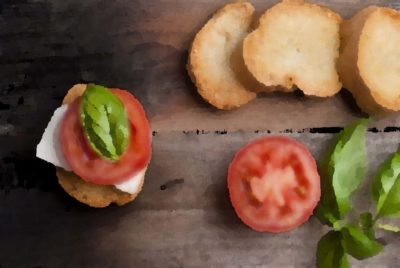 Bread, tomato and mozarella